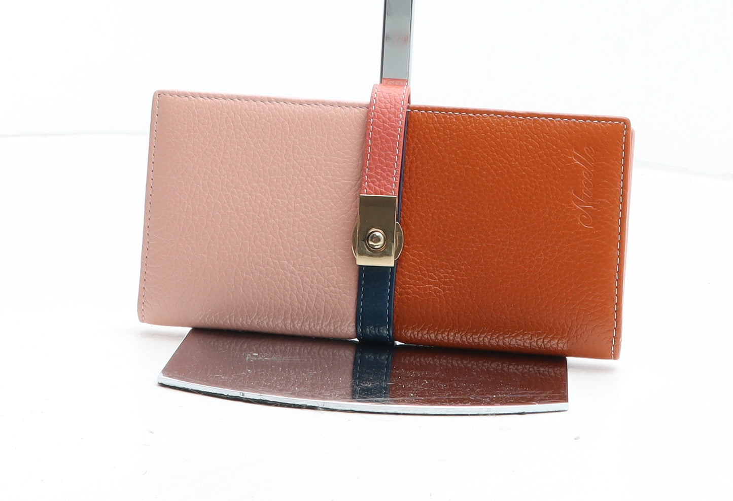 Nucelle Womens Multicoloured Colourblock Polyurethane Bow Tie Wallet Size M