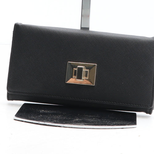 Preworn Womens Black Polyurethane Bow Tie Wallet Size M