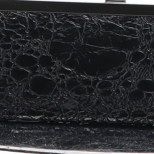 Preworn Womens Black Polyurethane Bow Tie Wallet Size M - Croc Texture