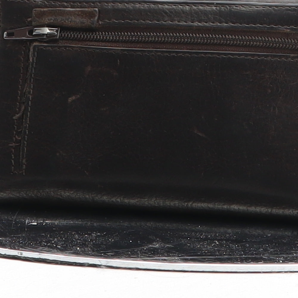 Preworn Womens Brown Polyurethane Bow Tie Wallet Size S