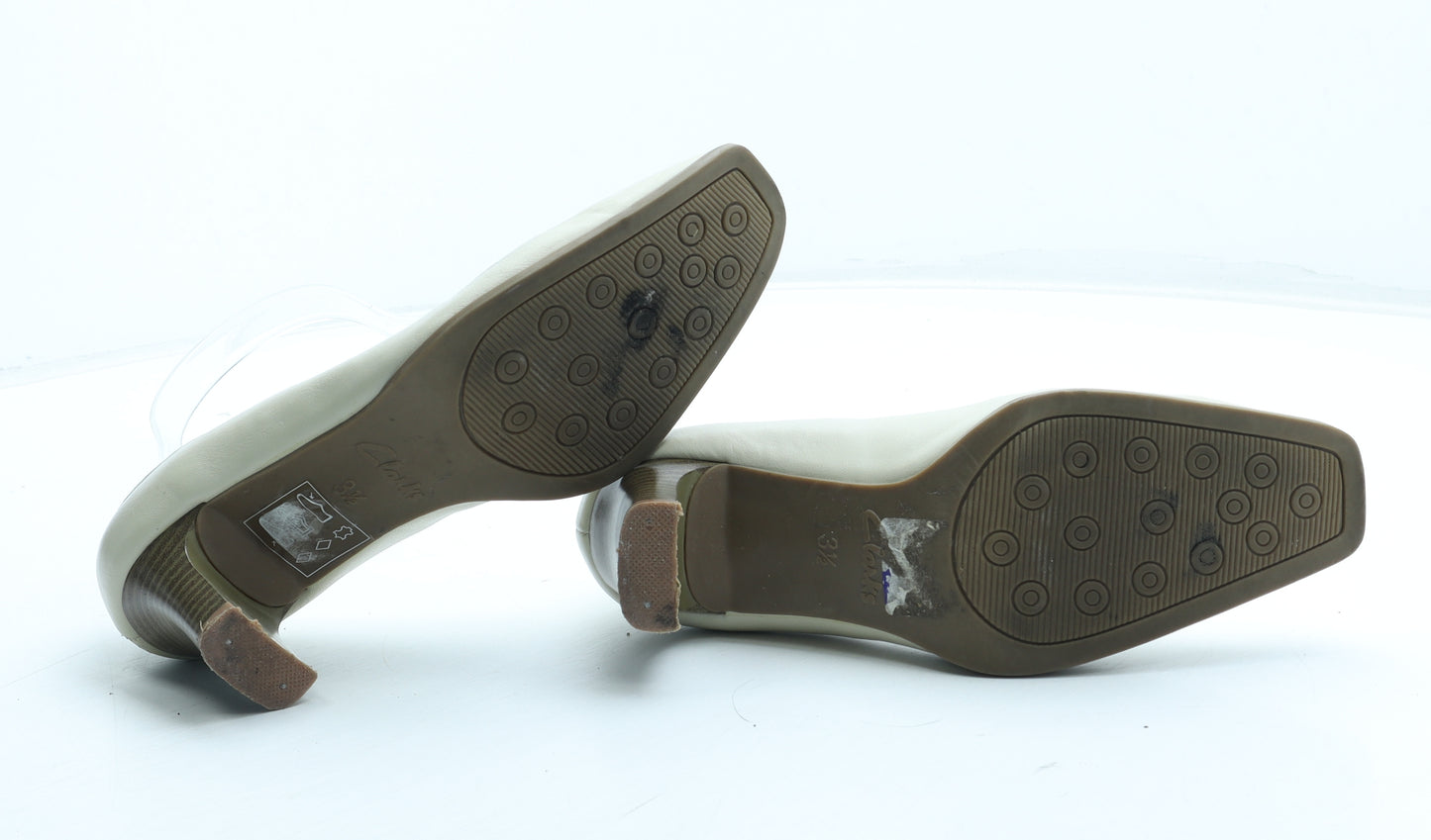 Clarks Womens Ivory Leather Court Heel UK