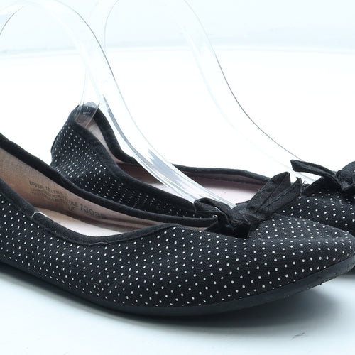 Lilley Womens Black Polka Dot Polyester Ballet Flat UK