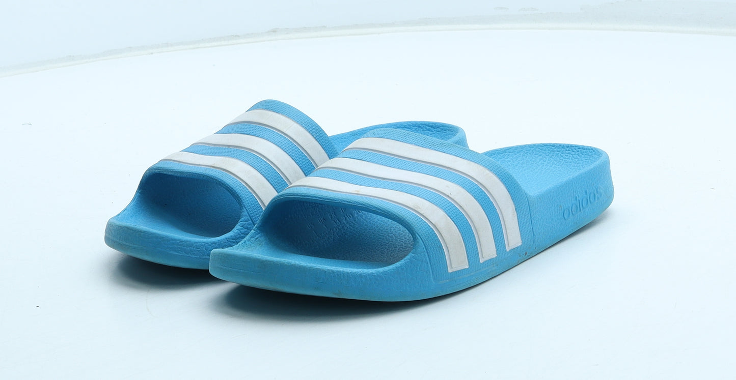 adidas Boys Blue Striped Rubber Slip On Sandal UK 1 32