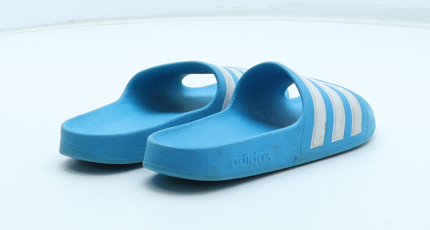 adidas Boys Blue Striped Rubber Slip On Sandal UK 1 32