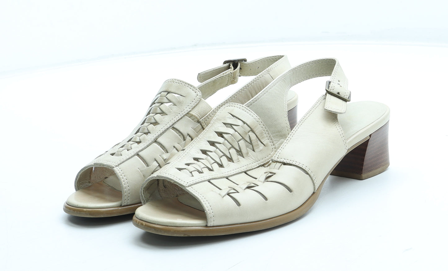 K by Clarks Womens Beige Leather Slingback Heel UK