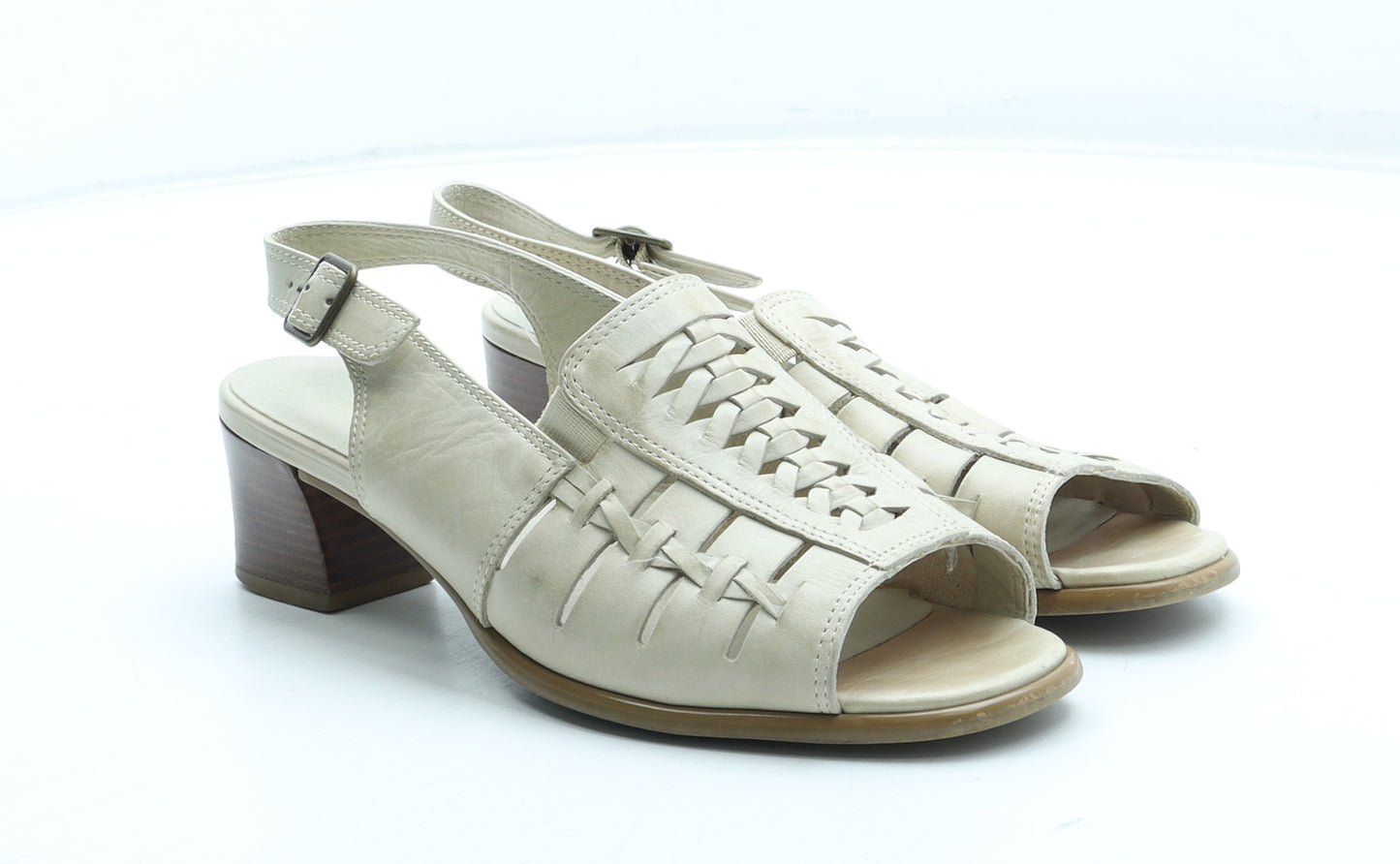 K by Clarks Womens Beige Leather Slingback Heel UK