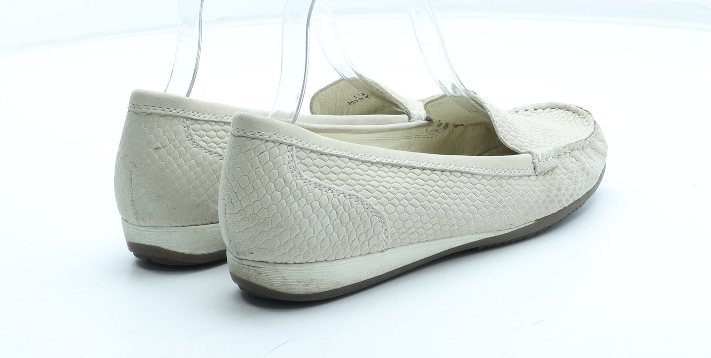 Medicus Womens Beige Leather Slip On Flat UK