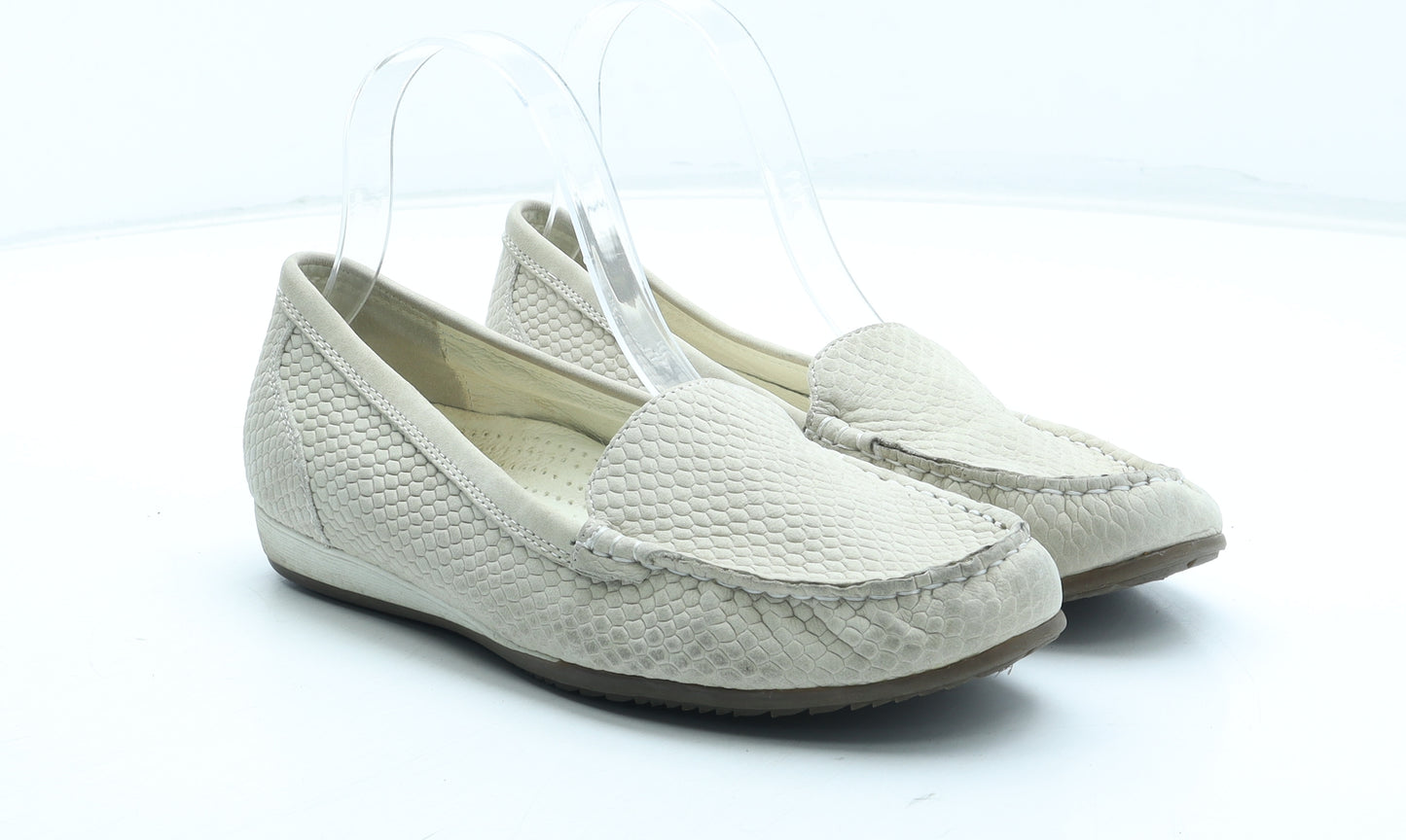 Medicus Womens Beige Leather Slip On Flat UK