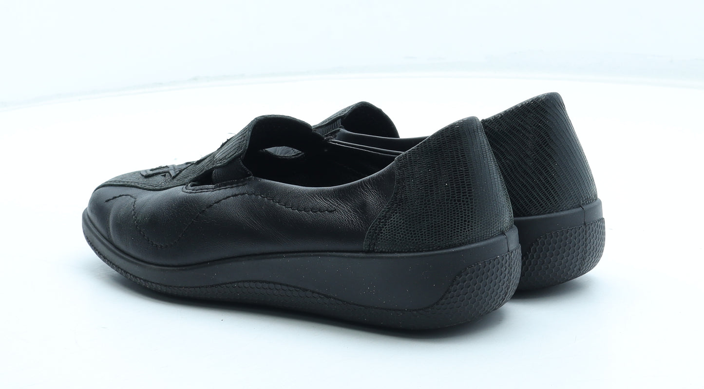 Hotter Womens Black Leather Slip On Casual UK