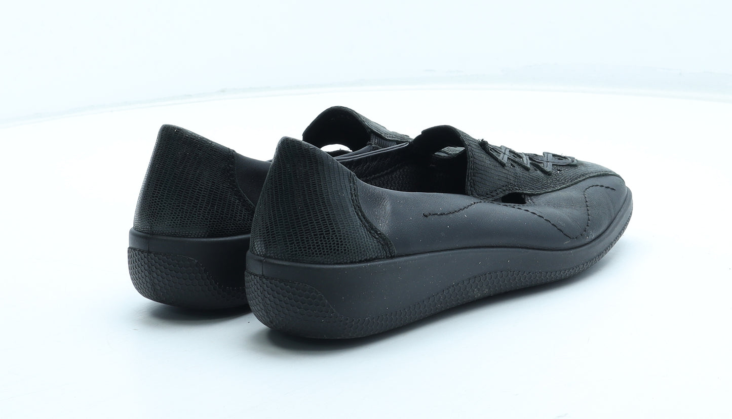 Hotter Womens Black Leather Slip On Casual UK