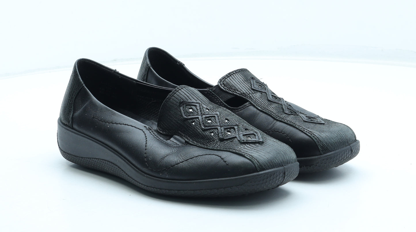 Hotter Womens Black Leather Slip On Casual UK