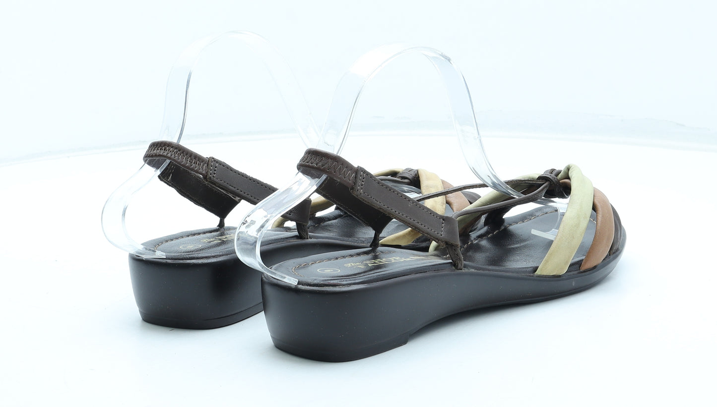 The Shoe Tailor Womens Brown Colourblock Leather Slingback Sandal UK