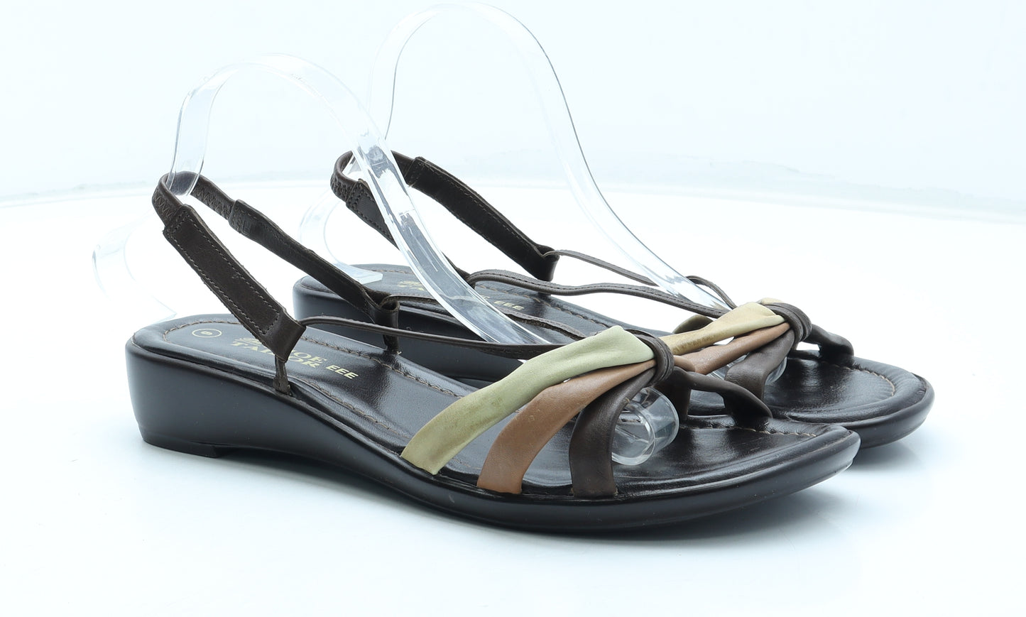 The Shoe Tailor Womens Brown Colourblock Leather Slingback Sandal UK