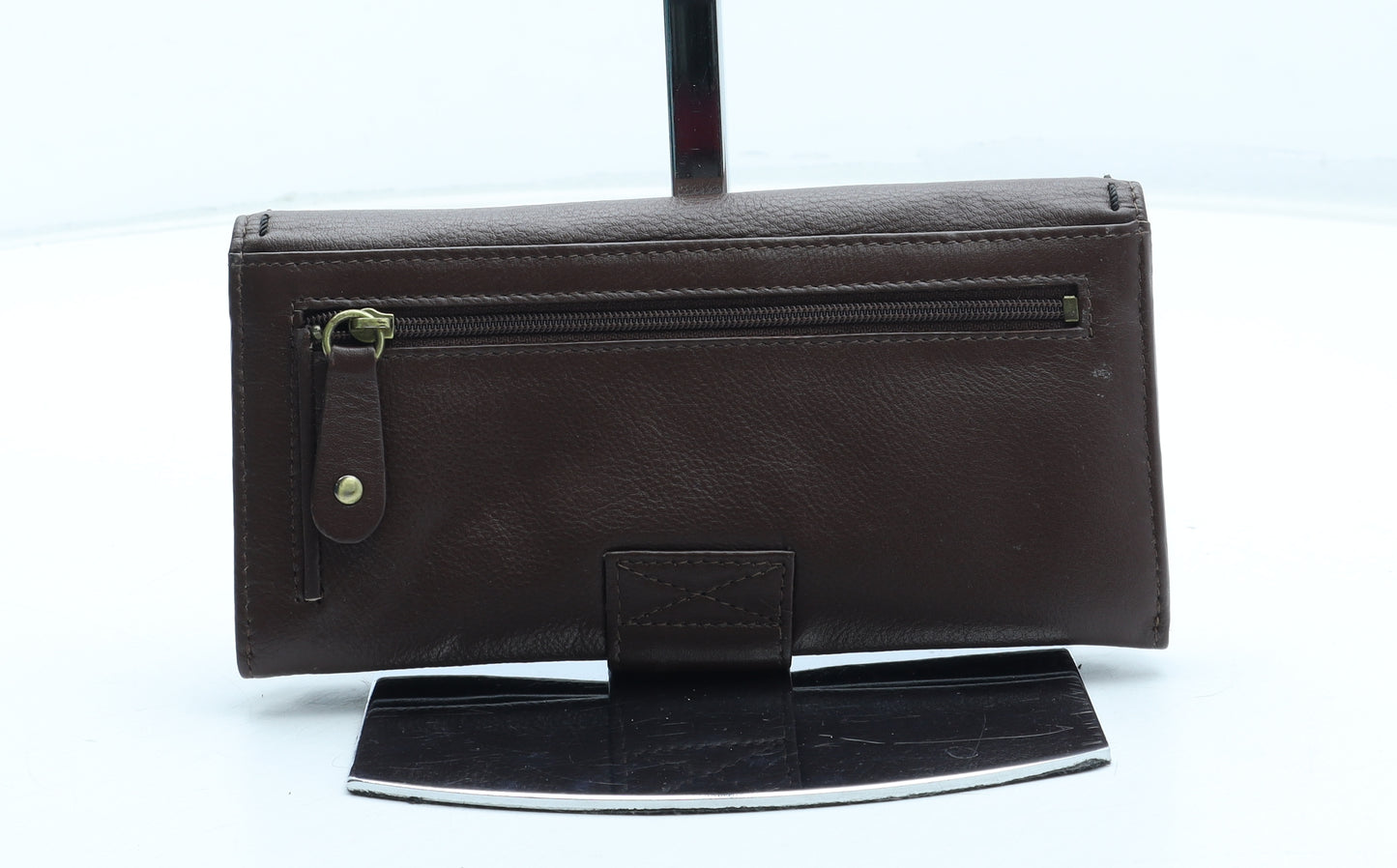 Preworn Womens Brown Leather Bow Tie Wallet Size M