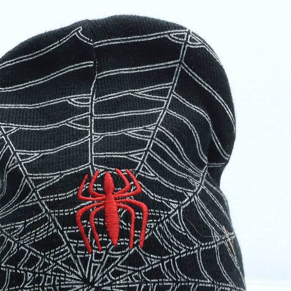 Spiderman Boys Black Geometric Acrylic Beanie Size S - Spider Man