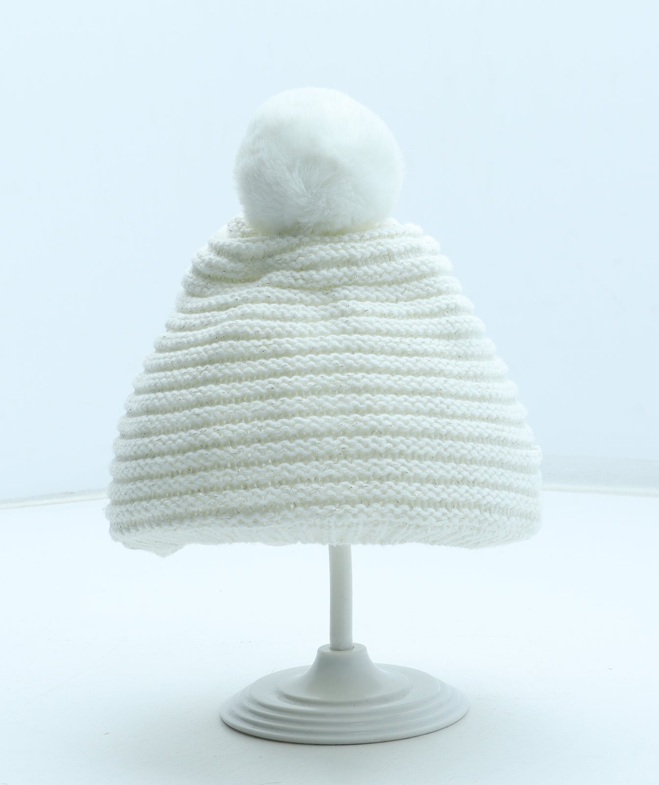 Preworn Girls White Acrylic Beanie Size S - Size 4 years