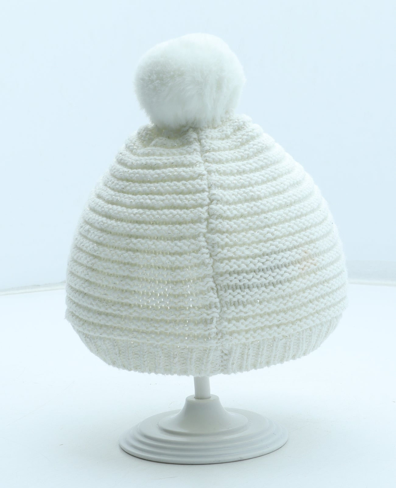 Preworn Girls White Acrylic Beanie Size S - Size 4 years