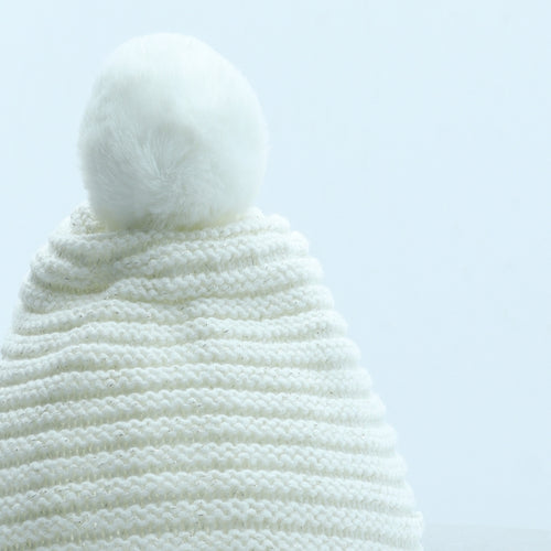 Preworn Girls White Acrylic Beanie Size S - Size 4 years