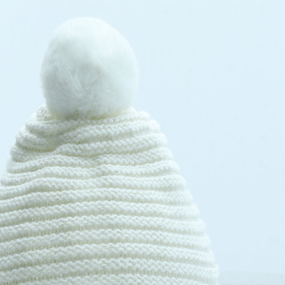 Preworn Girls White Acrylic Beanie Size S - Size 4 years