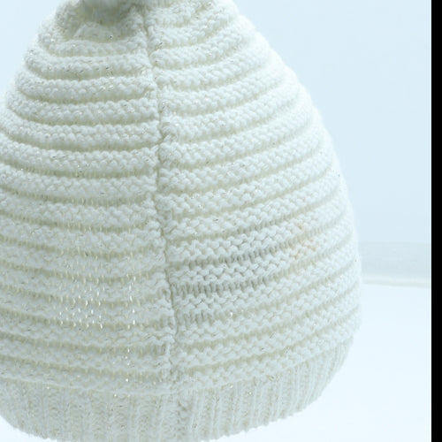 Preworn Girls White Acrylic Beanie Size S - Size 4 years
