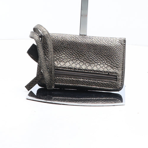 Preworn Womens Grey Polyurethane Bow Tie Wallet Size S - Croc Texture