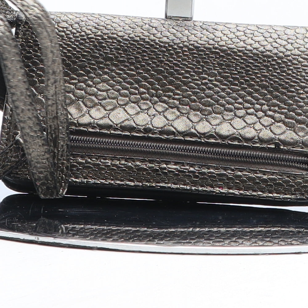 Preworn Womens Grey Polyurethane Bow Tie Wallet Size S - Croc Texture