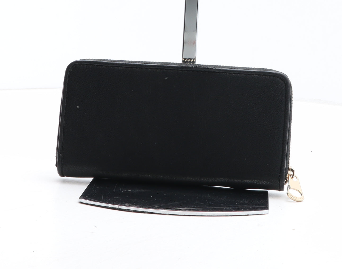 Anna Smith Womens Black Polyurethane Bow Tie Wallet Size M