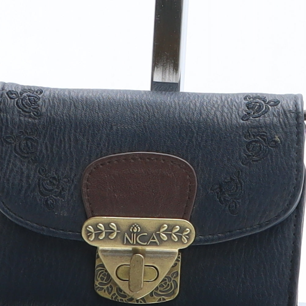 Nica Womens Blue Floral Polyurethane Bow Tie Wallet Size S