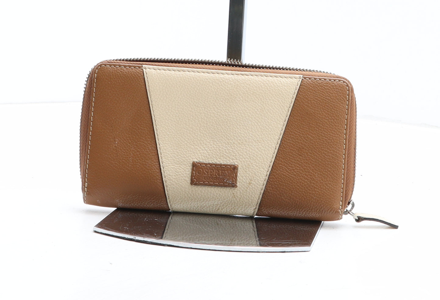 Osprey Womens Brown Colourblock Polyurethane Bow Tie Wallet Size M
