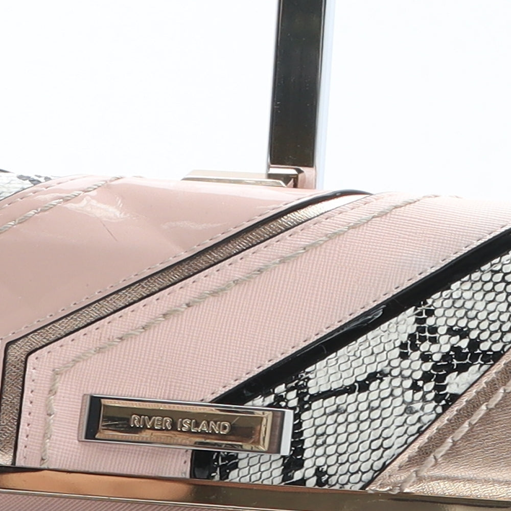 River Island Womens Pink Colourblock Polyurethane Bow Tie Wallet Size M - Snakeskin Pattern