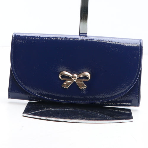 Preworn Womens Blue Polyurethane Bow Tie Wallet Size M