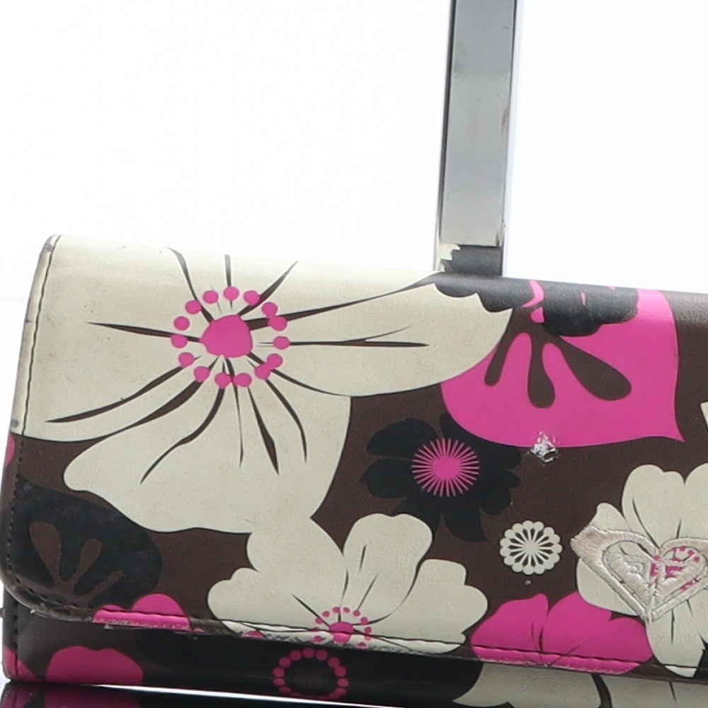 Quiksilver Womens Brown Floral Polyurethane Bow Tie Wallet Size S