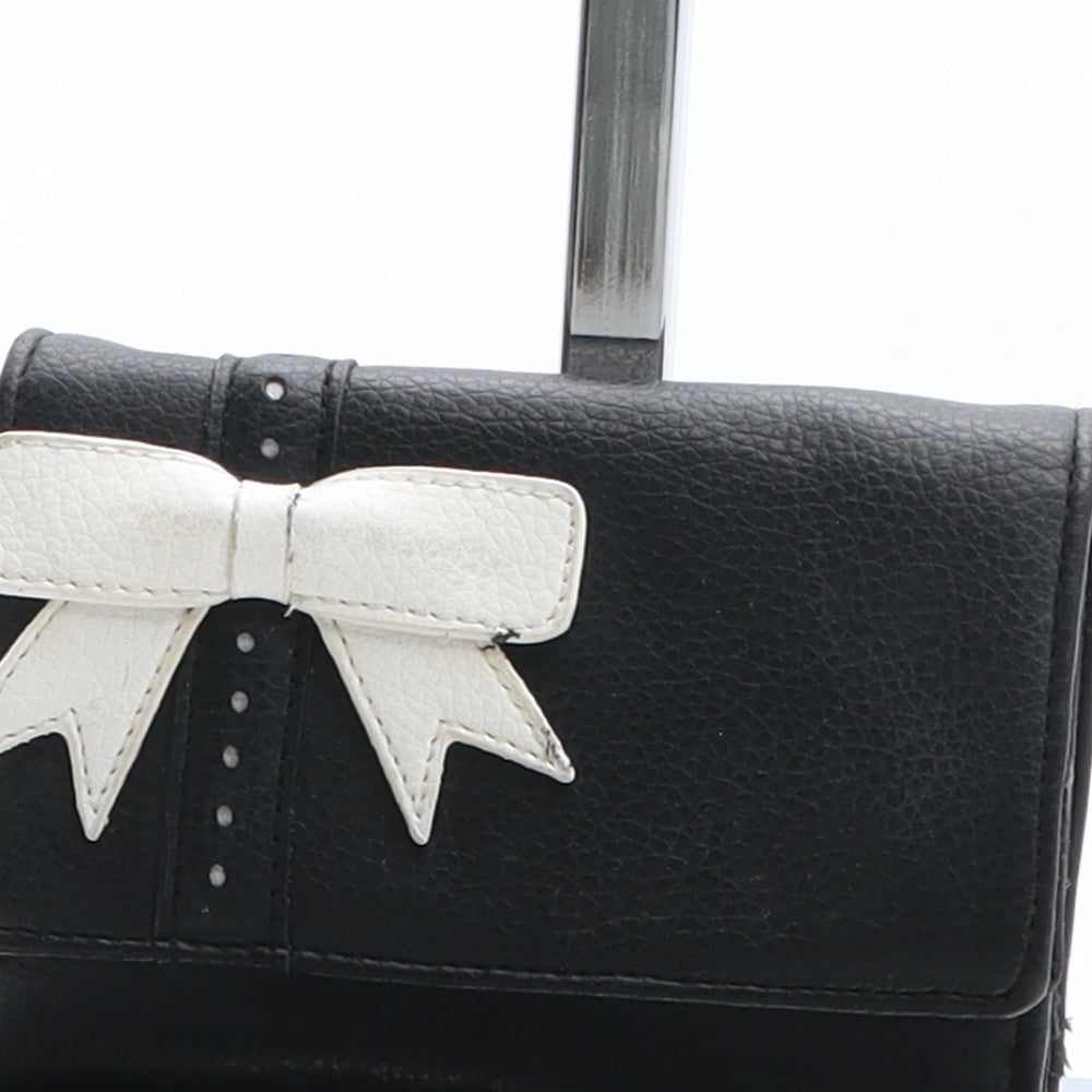 Preworn Womens Black Polyurethane Bow Tie Wallet Size S