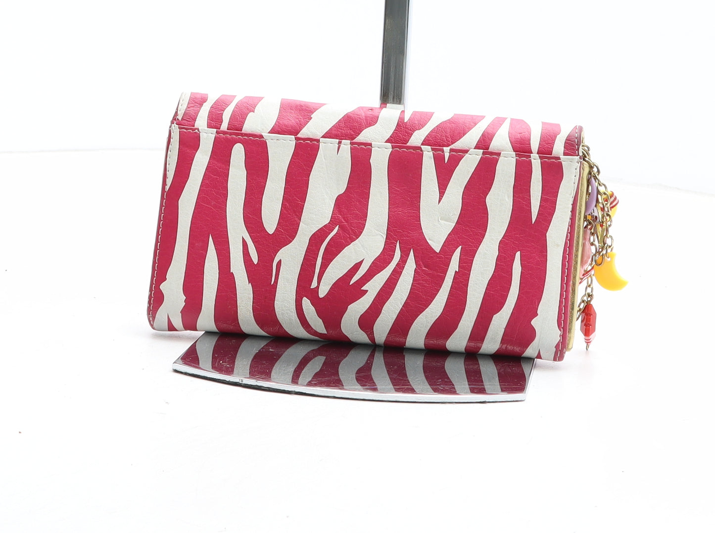 Pauls Boutique Womens Pink Animal Print Polyurethane Bow Tie Wallet Size M - Tiger Pattern