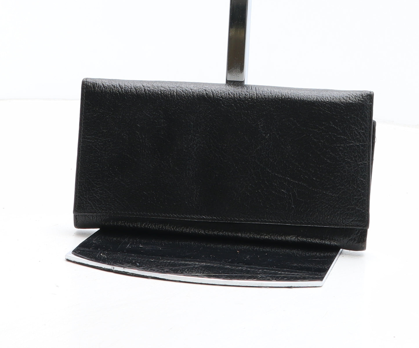 Preworn Womens Black Leather Bow Tie Wallet Size M