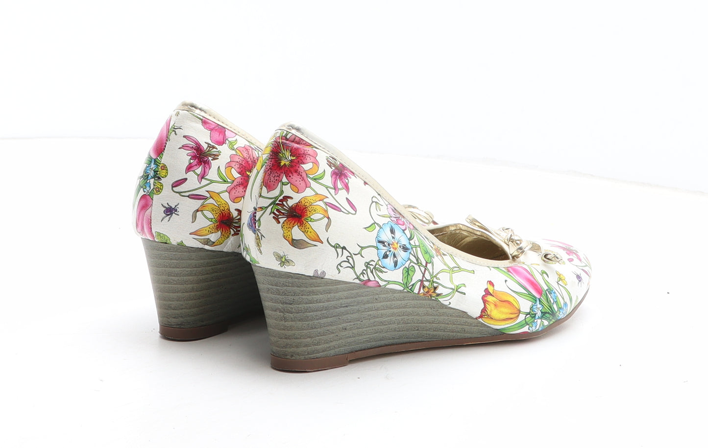 Pavers Womens Multicoloured Floral Leather Court Heel UK