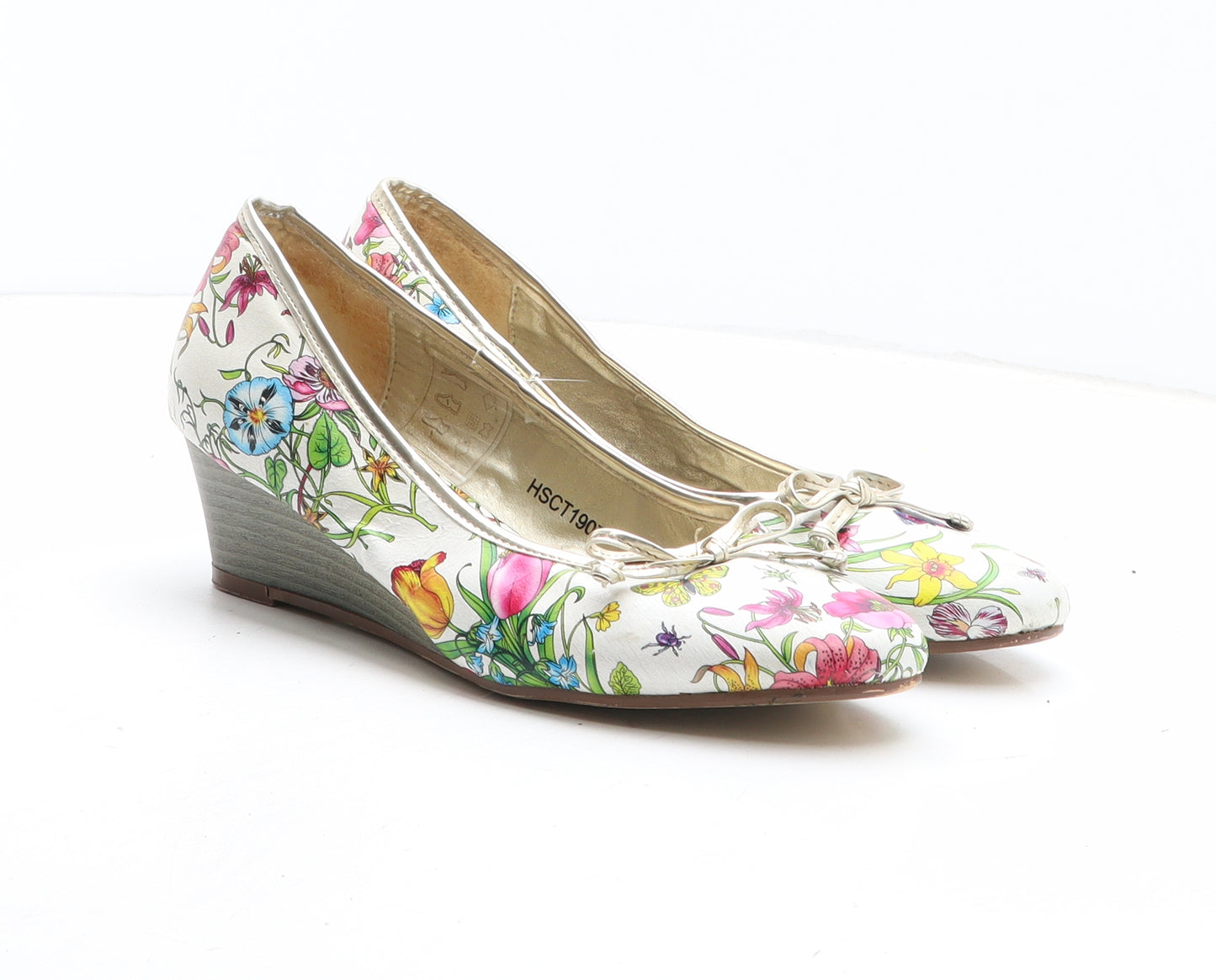 Pavers Womens Multicoloured Floral Leather Court Heel UK