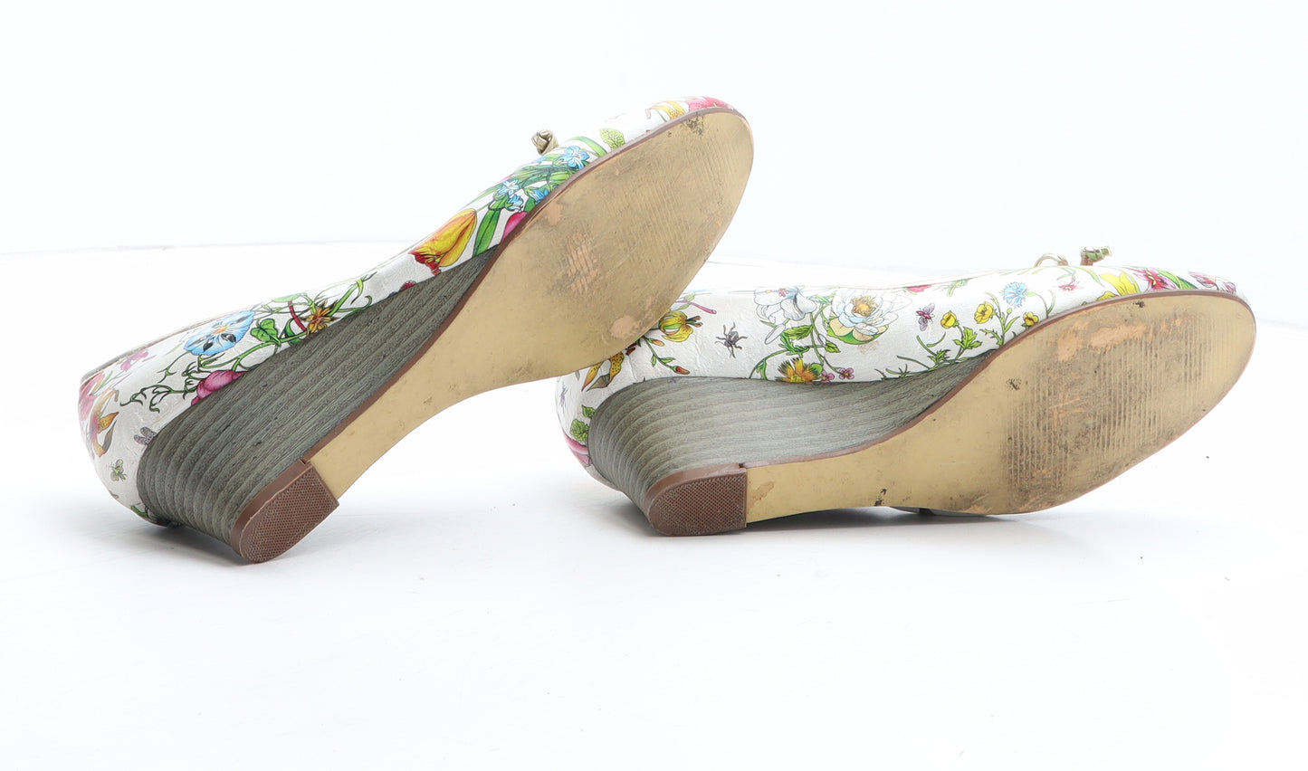 Pavers Womens Multicoloured Floral Leather Court Heel UK