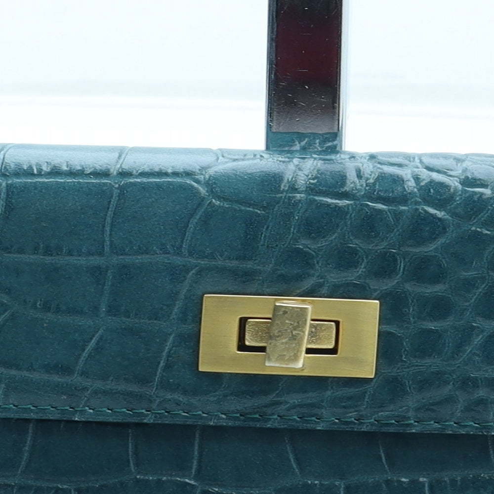 Jasper Conran Womens Blue Leather Bow Tie Wallet Size S - Croc Texture