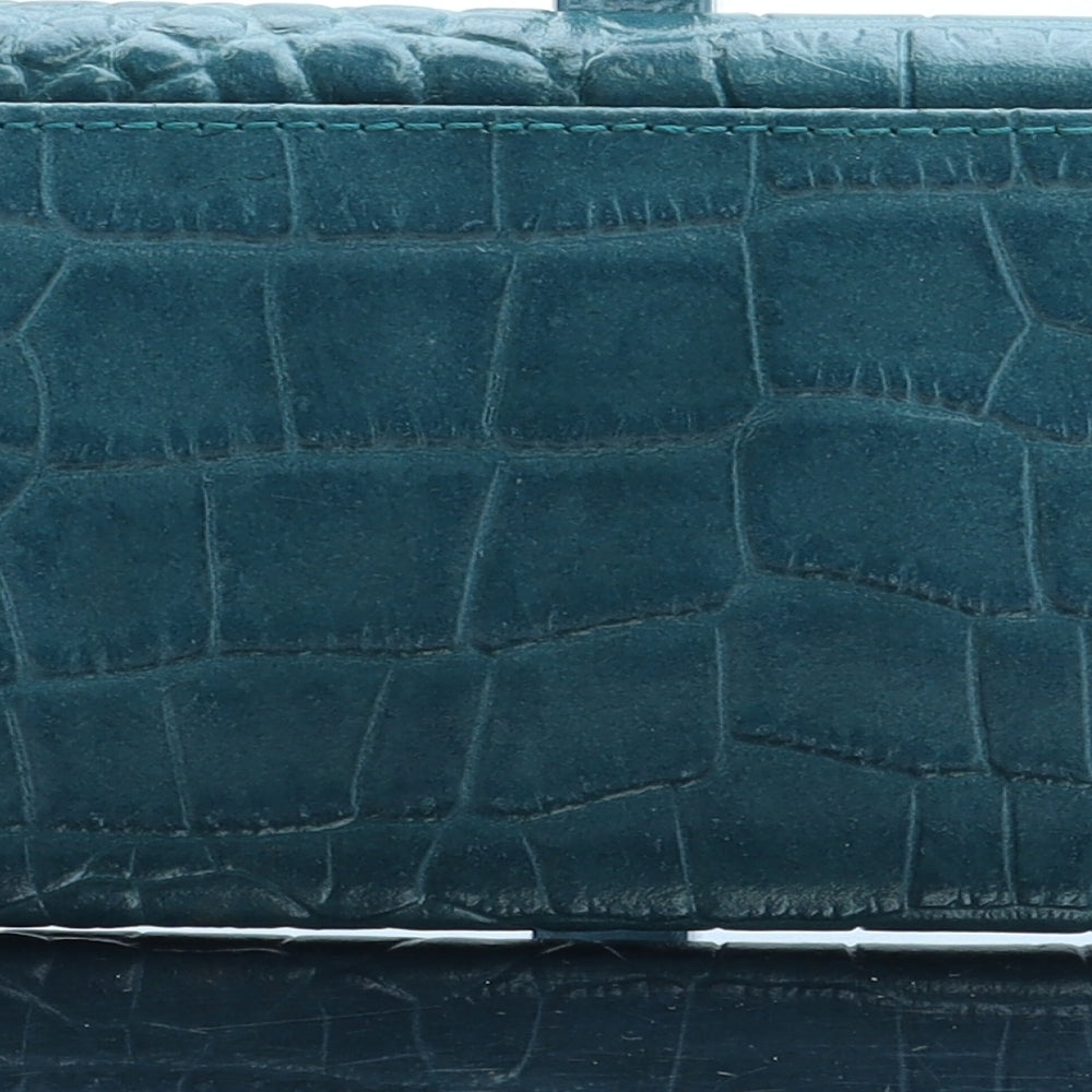 Jasper Conran Womens Blue Leather Bow Tie Wallet Size S - Croc Texture