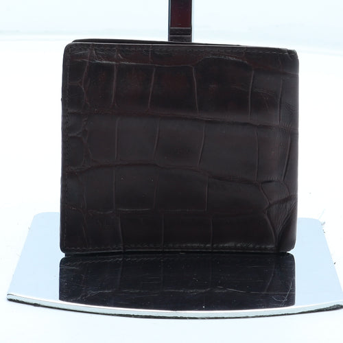 Preworn Mens Brown Leather Wallet - Croc Texture