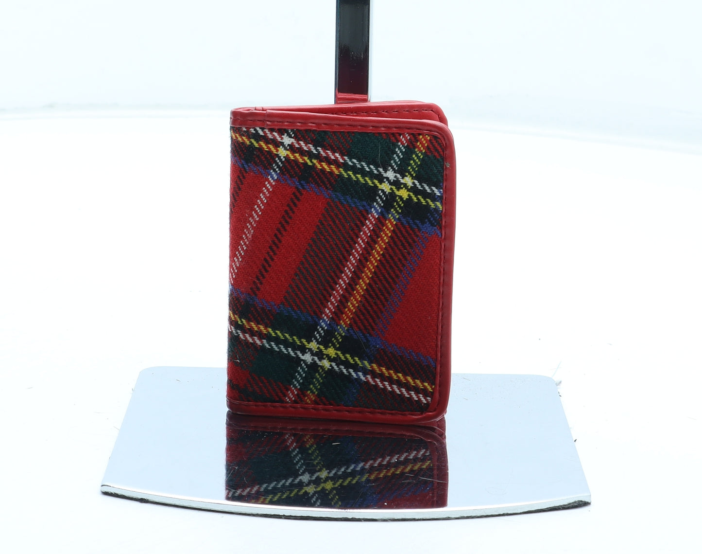 Preworn Womens Red Plaid Polyester Bow Tie Wallet Size XL - Card Organiser