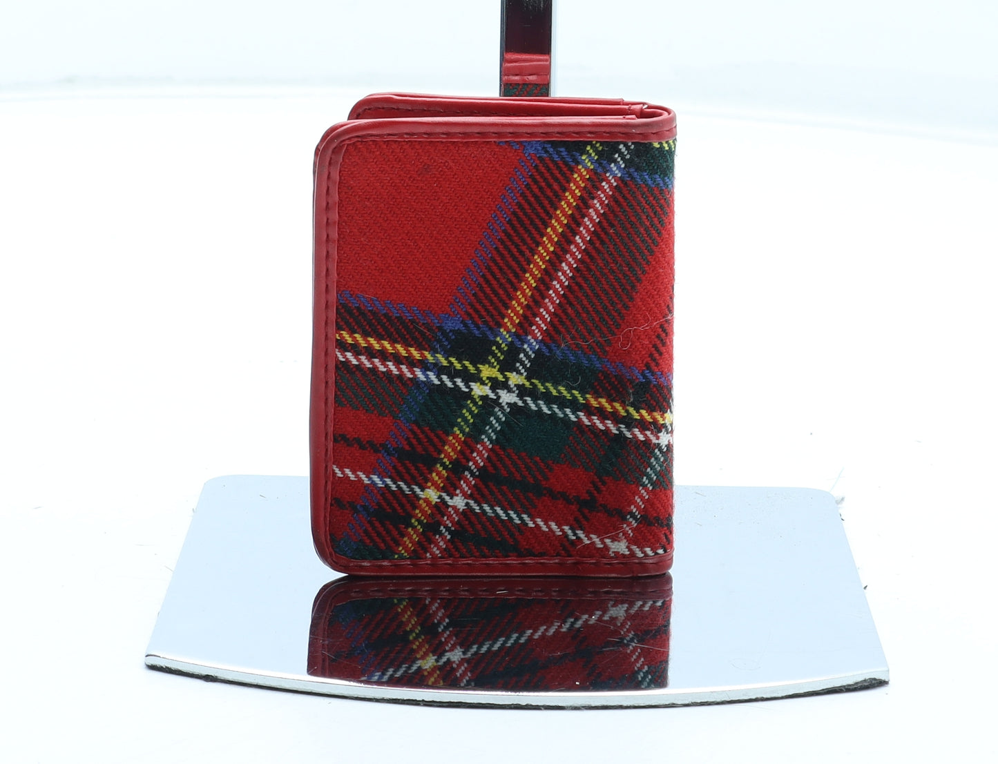 Preworn Womens Red Plaid Polyester Bow Tie Wallet Size XL - Card Organiser