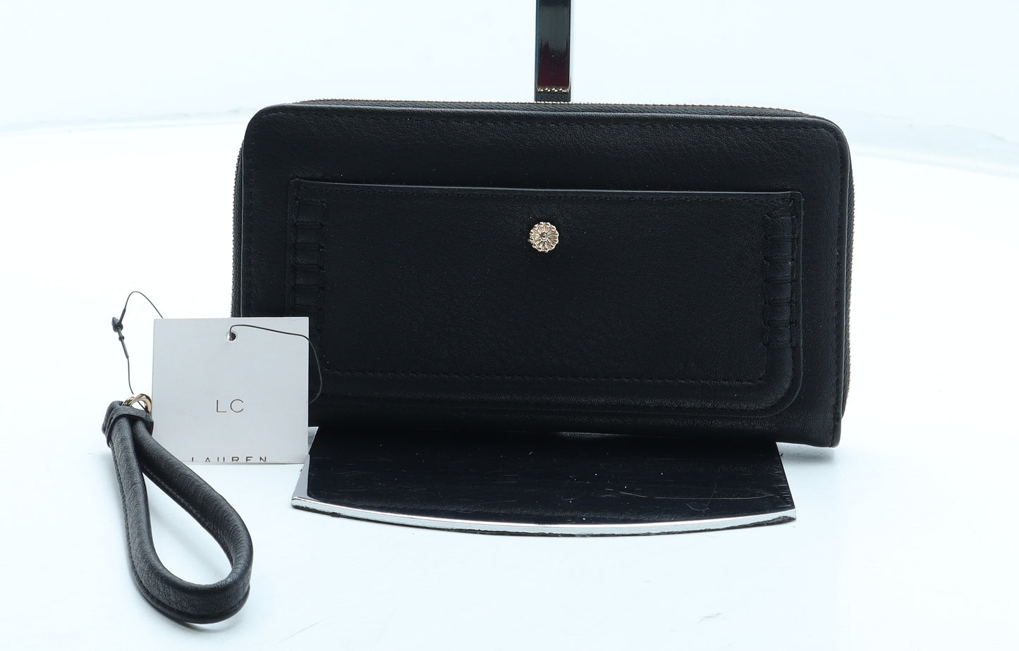 LC Lauren Conrad Womens Black Polyurethane Bow Tie Wallet Size S