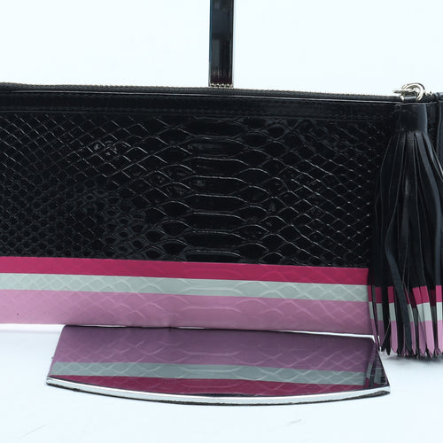 Victoria's Secret Womens Black Colourblock Polyurethane Bow Tie Wallet Size S - Croc Texture