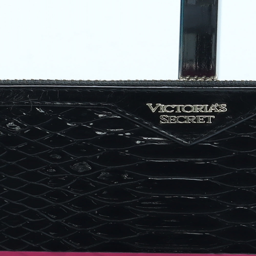 Victoria's Secret Womens Black Colourblock Polyurethane Bow Tie Wallet Size S - Croc Texture