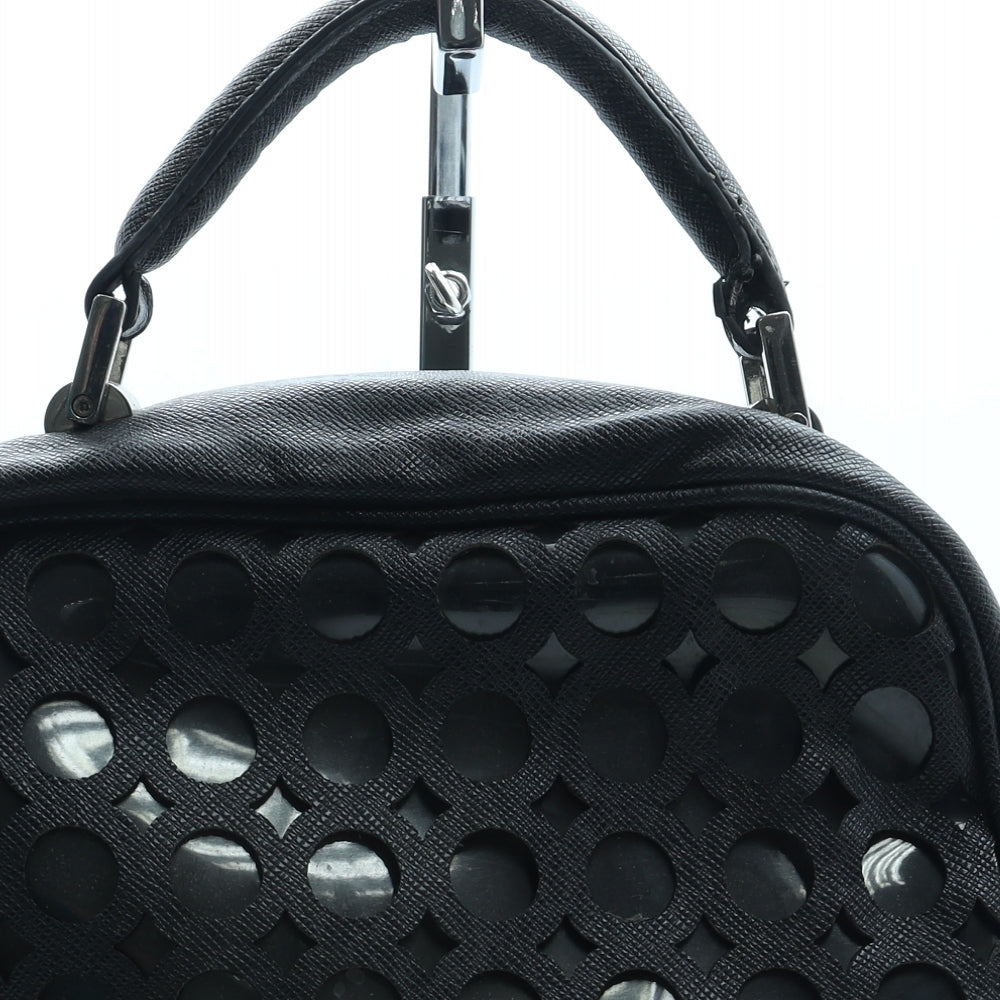 Henry Holland Womens Black Geometric Polyurethane Top Handle Bag Size Medium