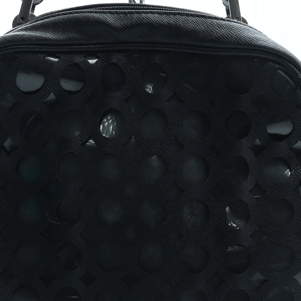 Henry Holland Womens Black Geometric Polyurethane Top Handle Bag Size Medium