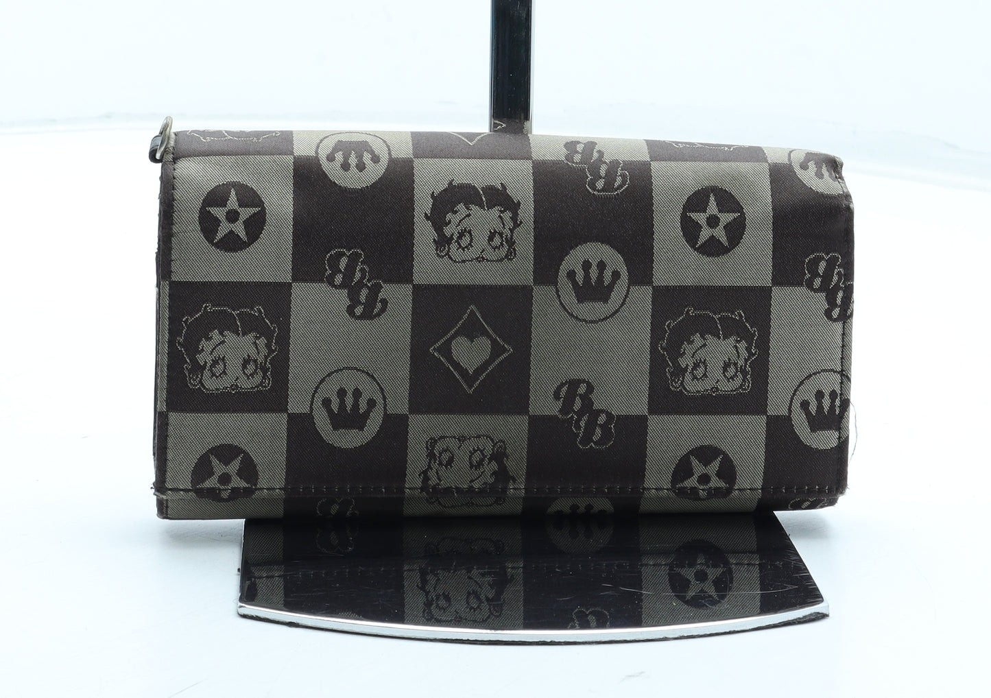 Betty Boop Womens Brown Geometric Polyurethane Bow Tie Wallet Size M