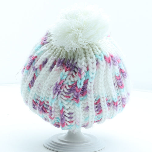 Preworn Girls Multicoloured Geometric Acrylic Beanie One Size